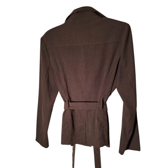 Gray Button Down Belted Lightweight Blazer Jacket Gray GREEN Laura Scott - Picture 2 of 4